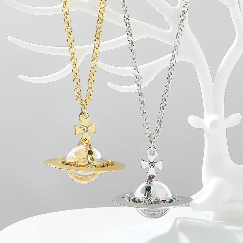 Saturn Globe Necklace Queen of Diamonds