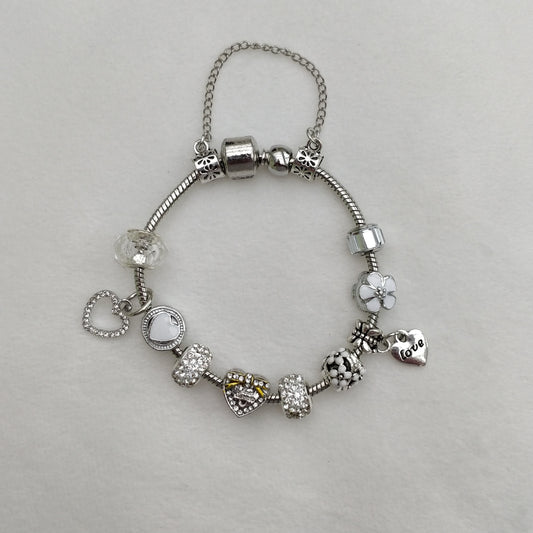 Wedding Charm Bracelet White Queen of Diamonds