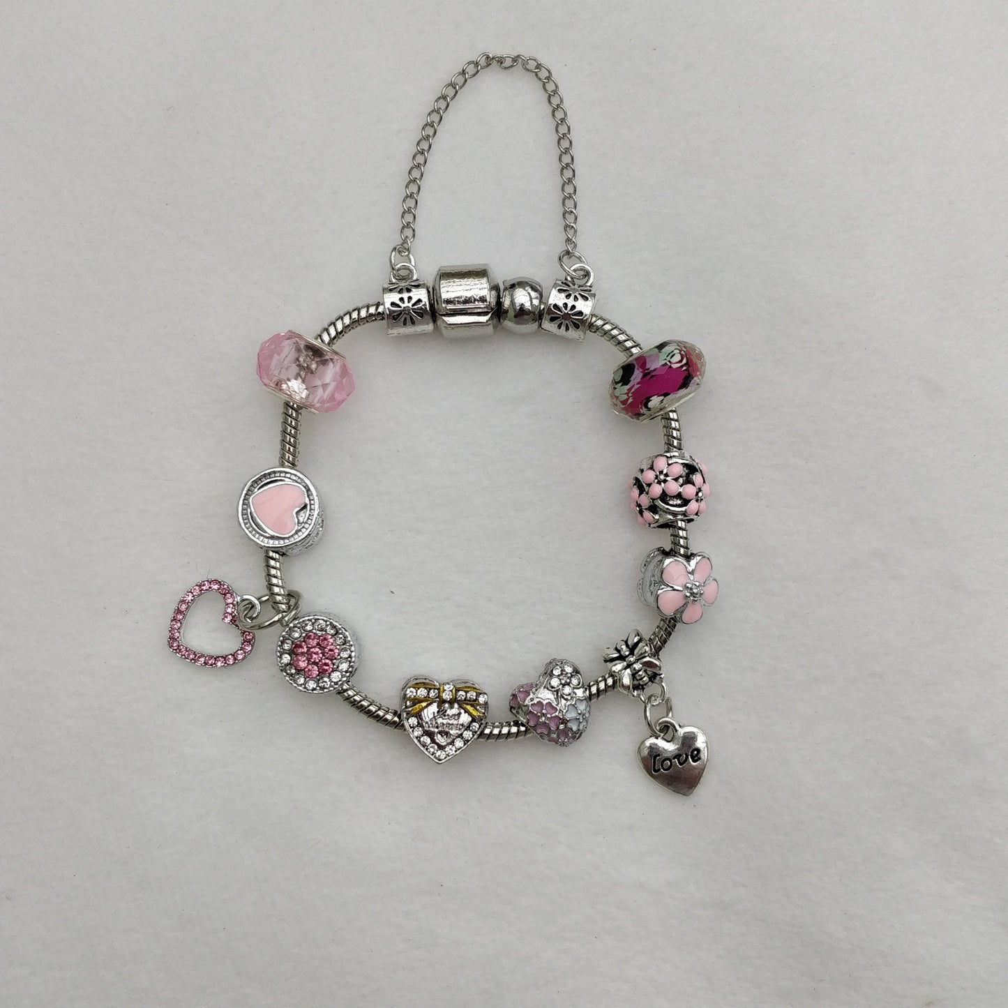 Wedding Charm Bracelet Pink Queen of Diamonds