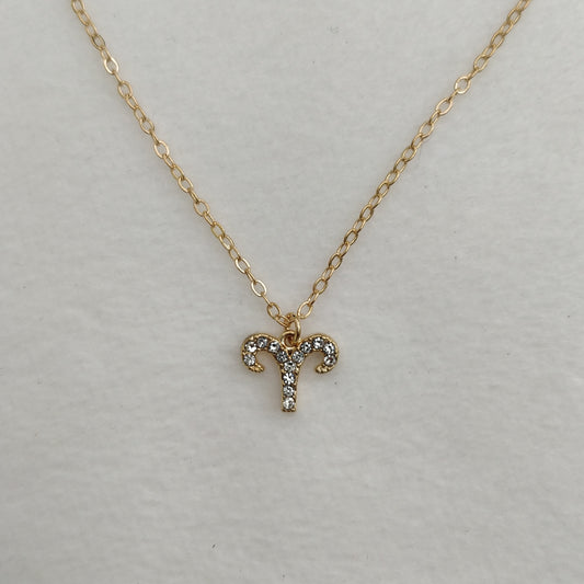 Gold Zodiac Symbol Rhinestone Necklace Queen of Diamonds