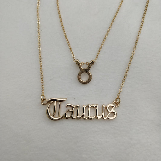 Gold Zodiac Sign and Symbol Layered Necklace Queen of Diamonds