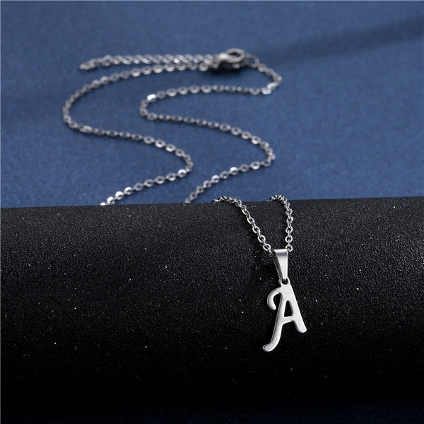 Silver Initial Letter Necklace Queen of Diamonds