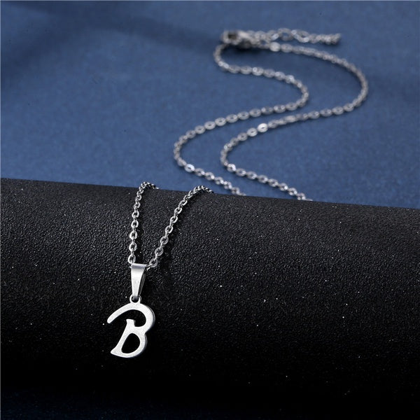 Silver Initial Letter Necklace Queen of Diamonds