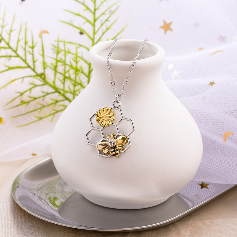 Bee and Honeycomb Necklace Queen of Diamonds