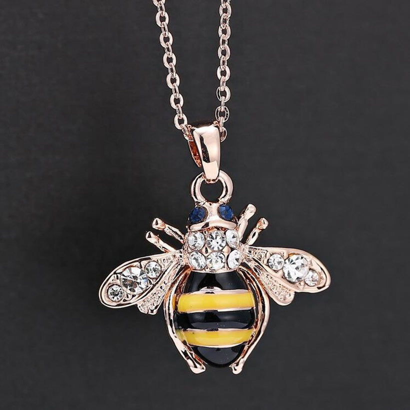 Gold Bee Necklace Queen of Diamonds