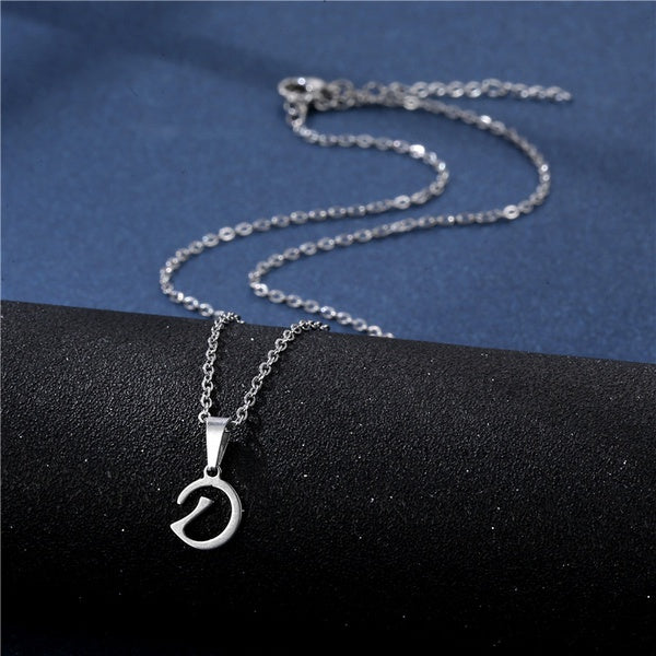 Silver Initial Letter Necklace Queen of Diamonds