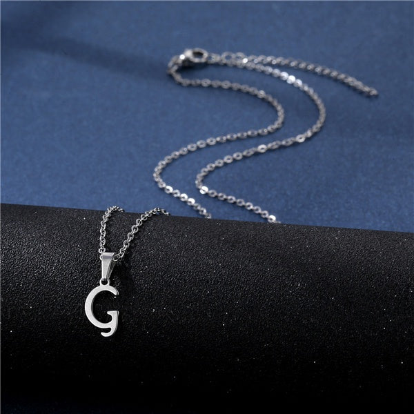 Silver Initial Letter Necklace Queen of Diamonds