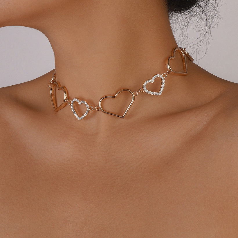 Diamante Heart Choker Necklace Queen of Diamonds