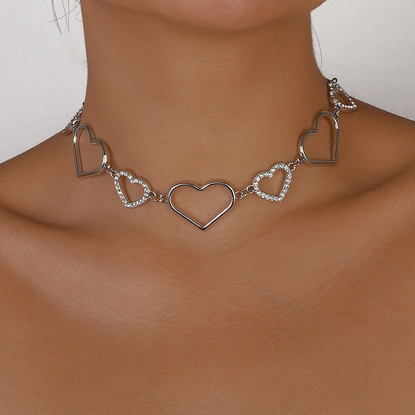 Diamante Heart Choker Necklace Queen of Diamonds