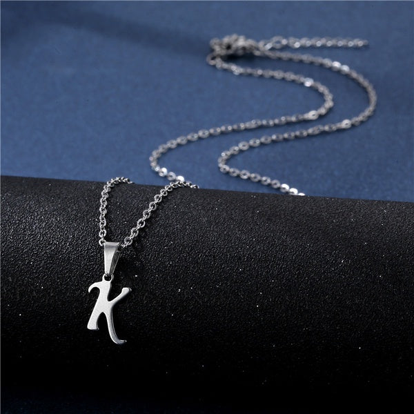 Silver Initial Letter Necklace Queen of Diamonds