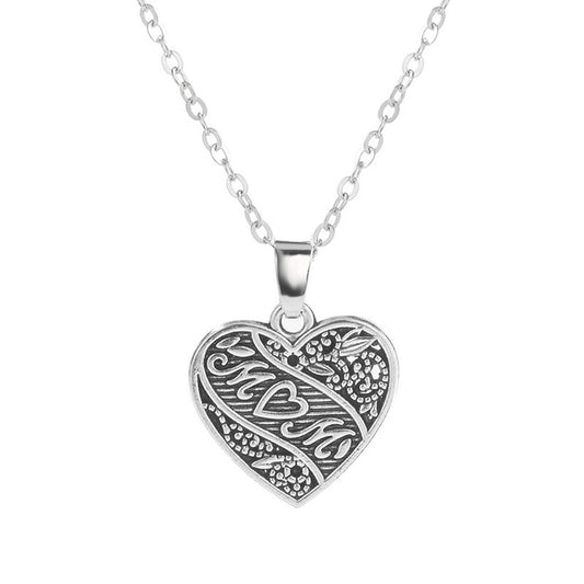 Silver Mom Heart Necklace Queen of Diamonds