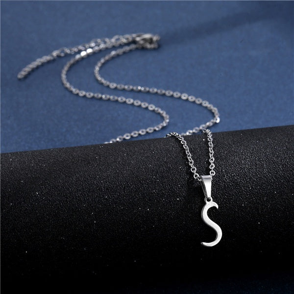 Silver Initial Letter Necklace Queen of Diamonds