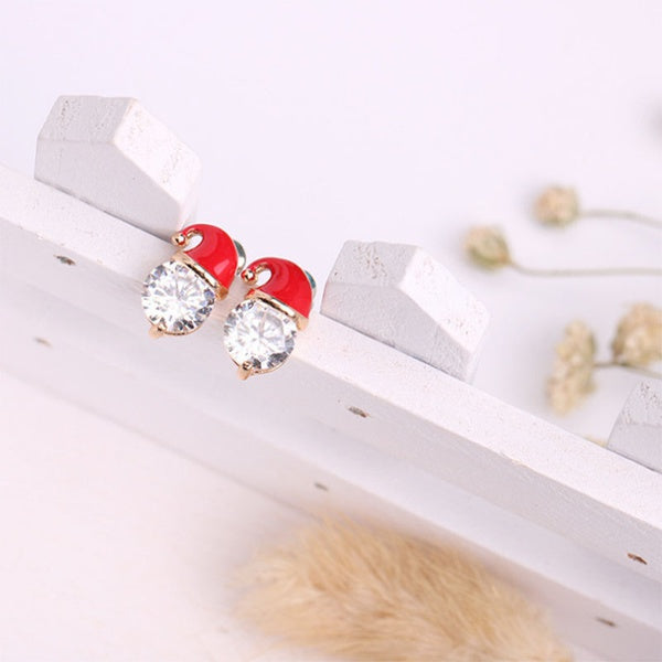 Santa Earrings Single Stone Queen of Diamonds