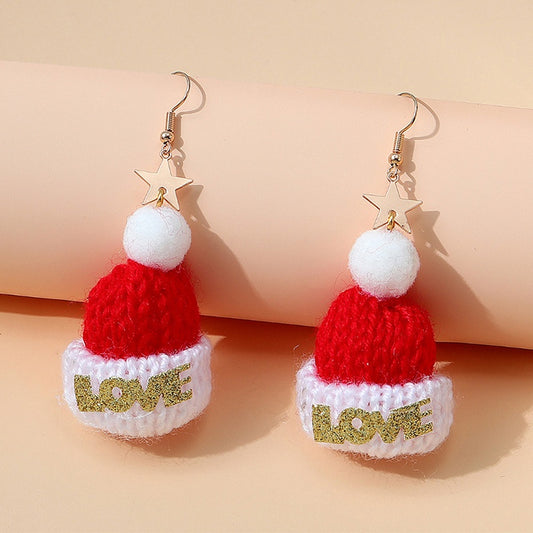 Woolly Hat Earrings Queen of Diamonds