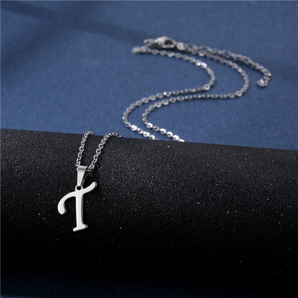 Silver Initial Letter Necklace Queen of Diamonds