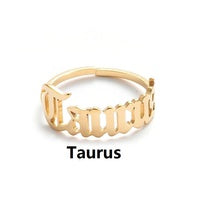 Zodiac Sign Ring in Gold or Silver Queen of Diamonds